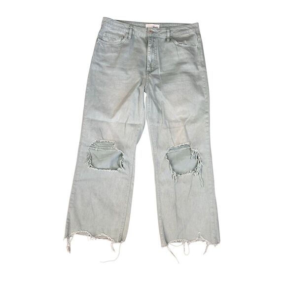 Vervet 90's Vintage Loose Fit Crop Flare Distressed Teal Green Wash Jean Size 30 - Picture 2 of 13